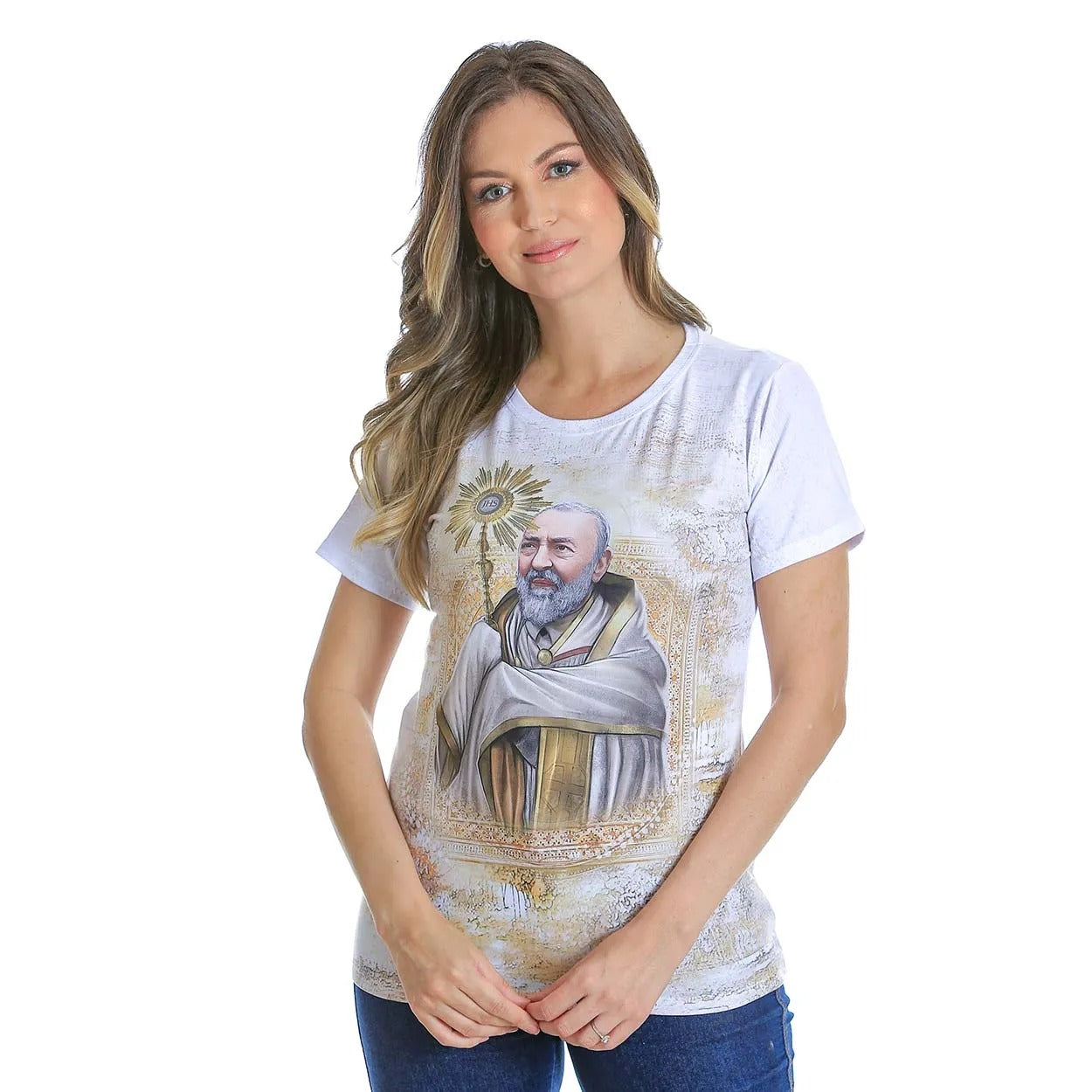 BABY LOOK SAO PADRE PIO / BRANCO