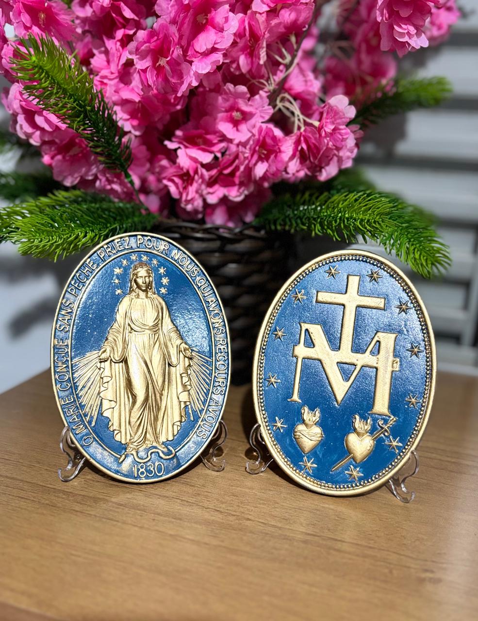 MEDALHA MILAGROSA NOSSA SENHORA DAS GRAÇAS RESINA PREMIUM 15,5CM X 11CM